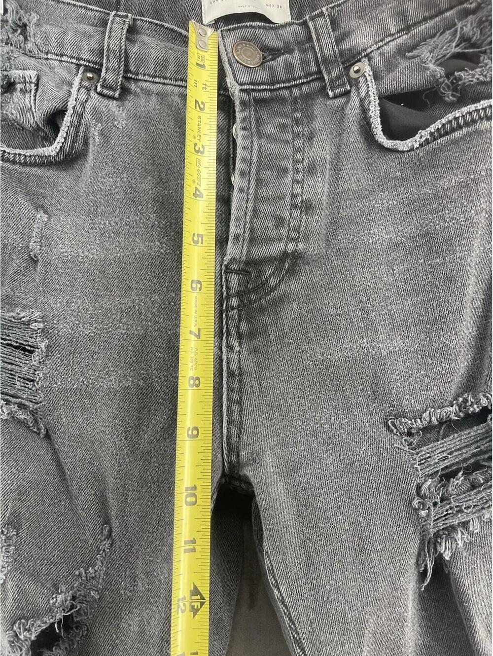 Zara Man Distressed Gray Jeans Mens USA 30 Ripped Skinny Tapered Denim - Picture 8 of 9